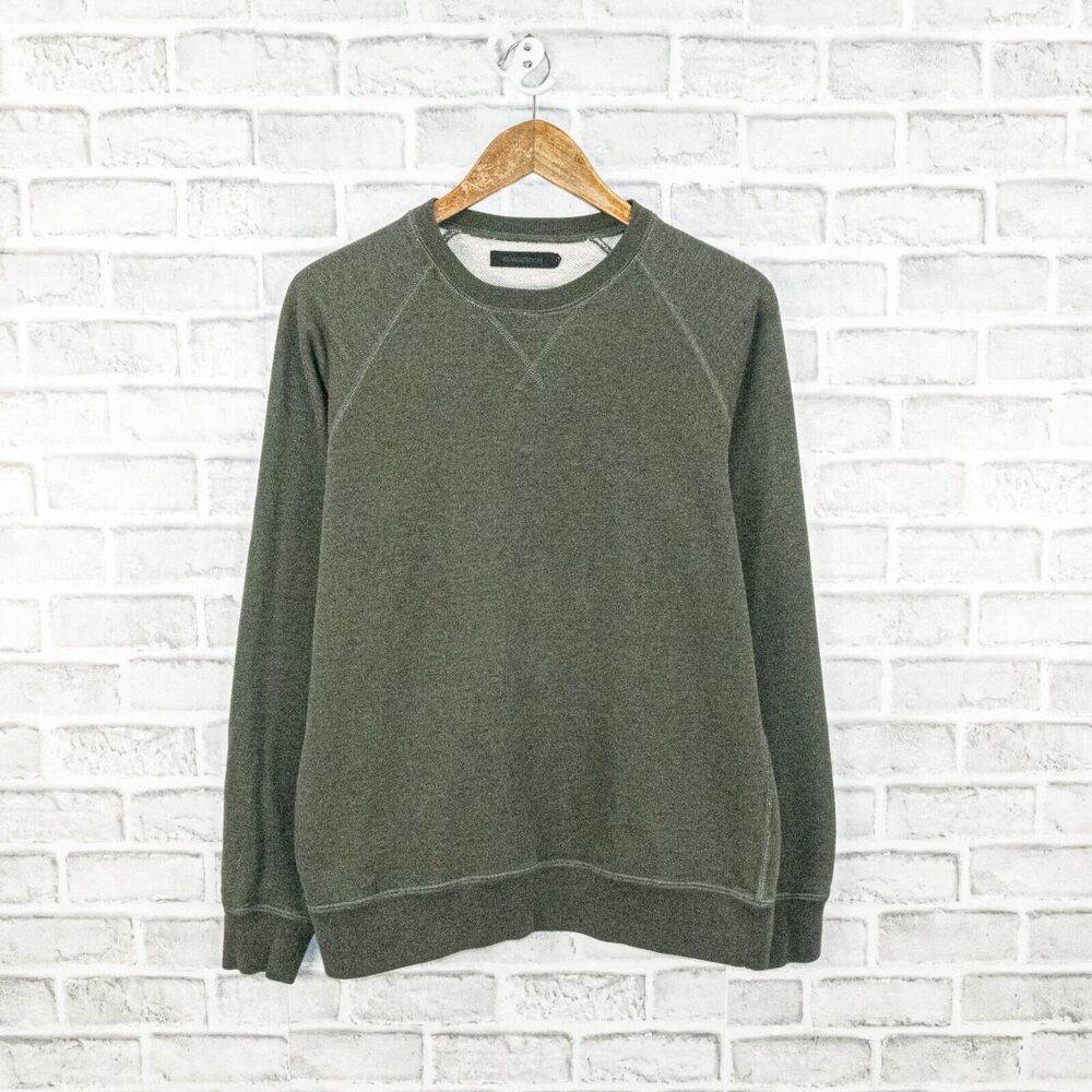 DUNDERDON Men's french terry Crew neck Sweatshirt Heather Green size Large